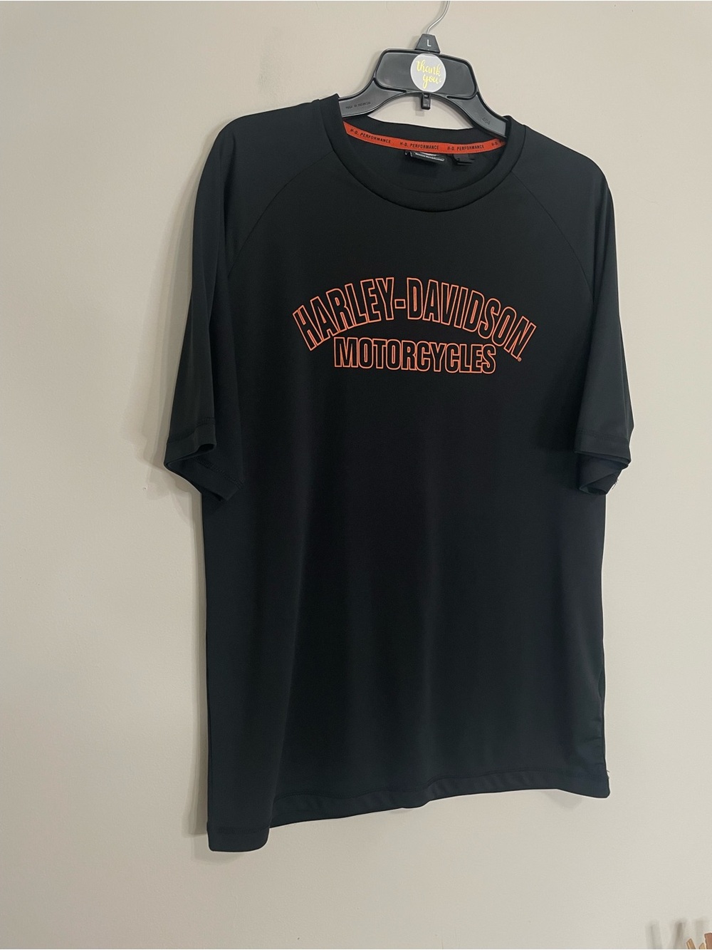 Harley-Davidson Men’s Black Performance T-Shirt with Orange Logo~ Size Large